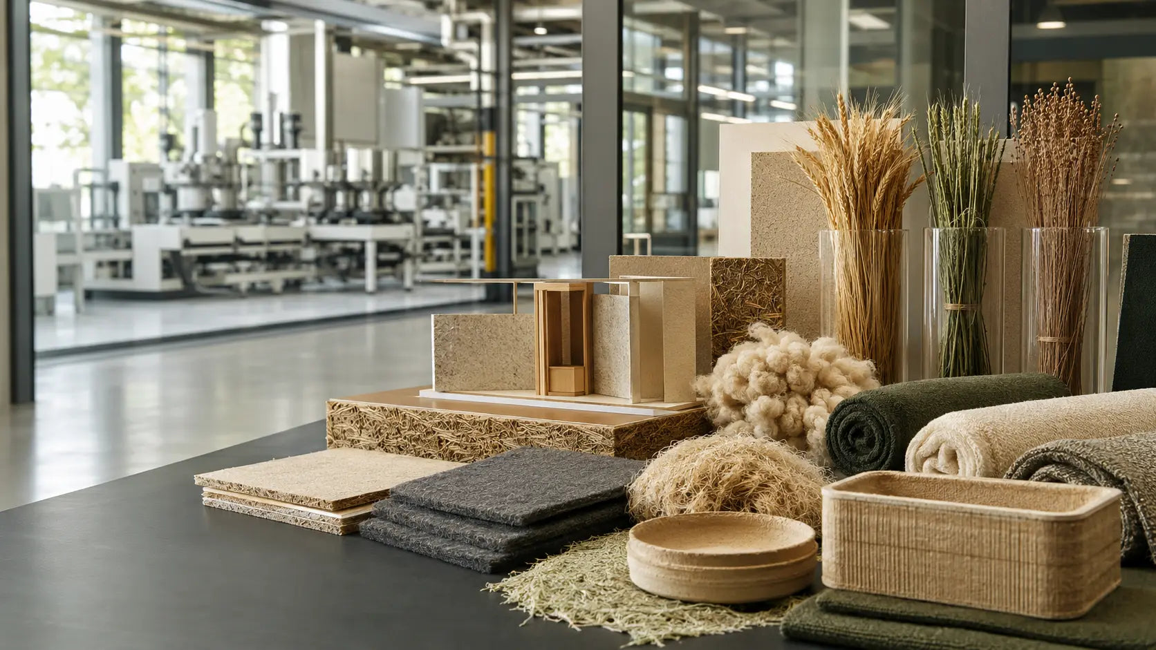 Natural fibers paper packaging textiles building panels and manufacturing capability